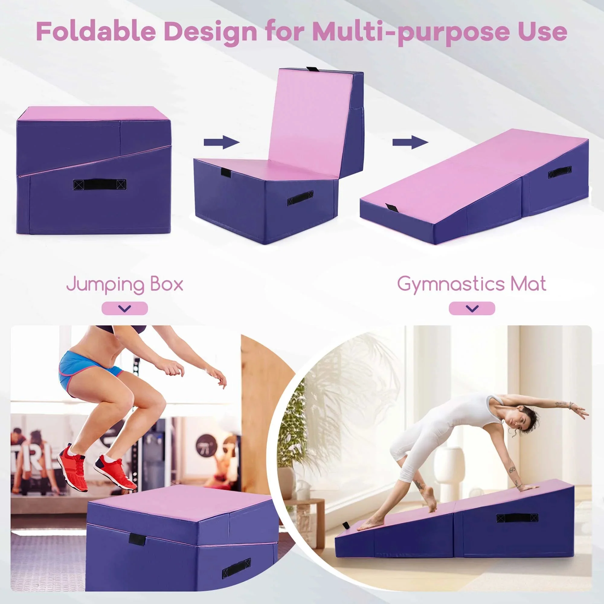 Costway Folding Gymnastics Incline Mat, 48 x 24 x 14 in - Image 7 Costway Folding Gymnastics Incline Mat, 48 x 24 x 14 in - Image 7