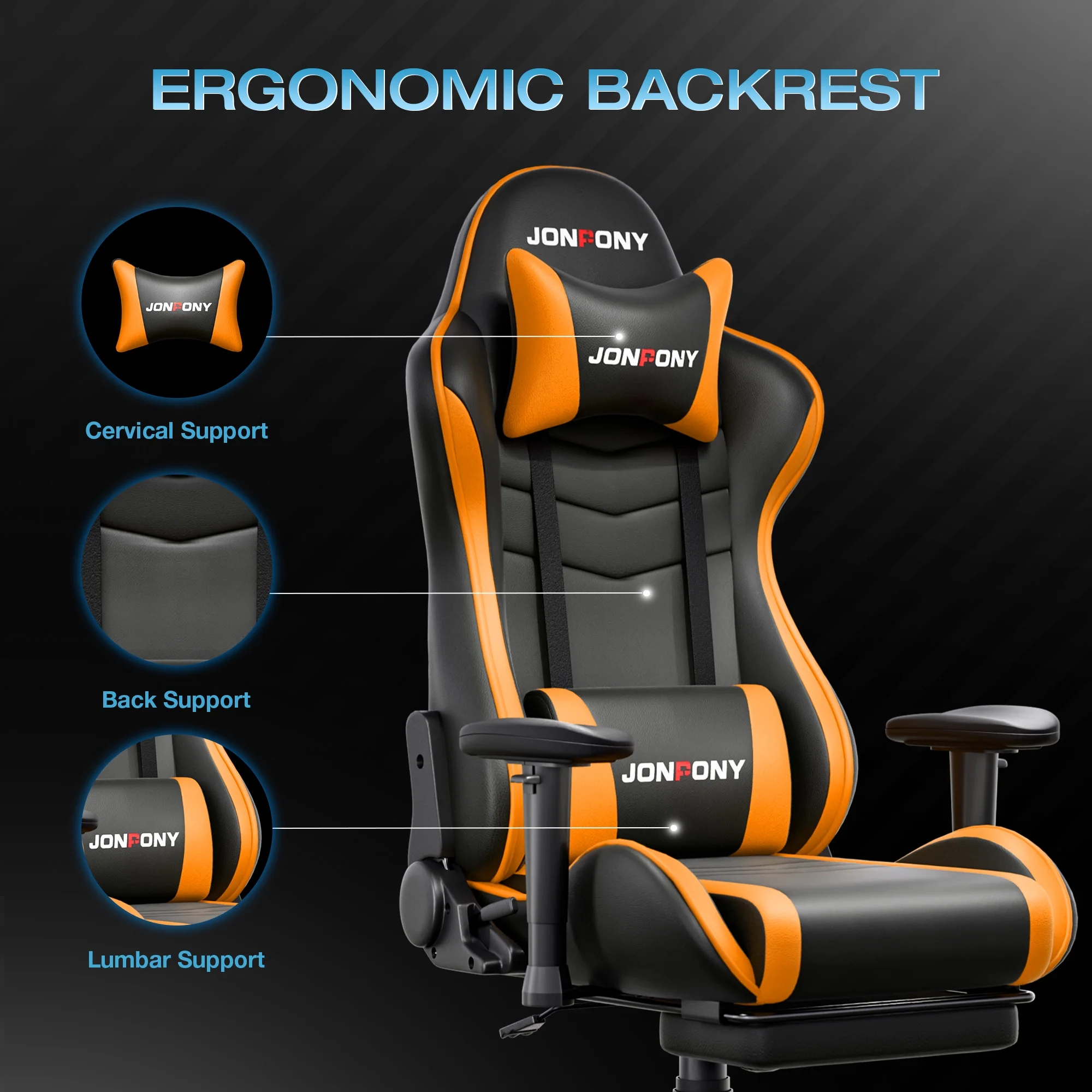 JONPONY Big and Tall 500LBS Gaming Chair, Ergonomic Design, Gamer Chair PU Leather with Footrest and Lumbar Support, High Back Office Chair Support 8 Hours Long Sitting, Computer Chair,Red - Image 30