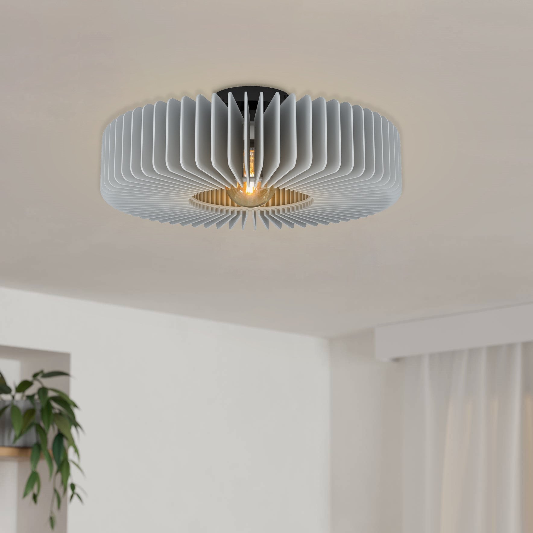 EGLO Palombaia Plafondlamp - E27 - Ø 50 cm - Grijs Zwart - Hout Staal