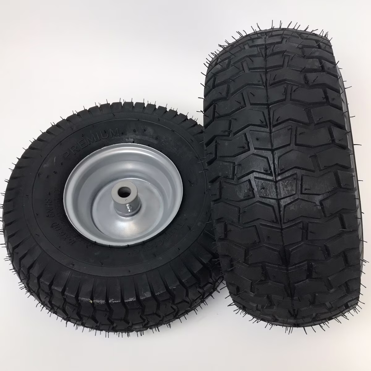 Set of 2 - 15x6.00 - 6 Silver Lawn Mower Replacement Wheel - Fits 3/4 in Axle