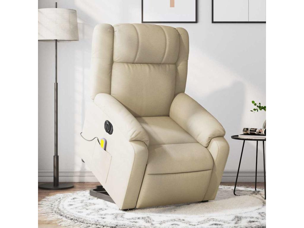 Sillón de masaje eléctrico reclinable elevable tela crema