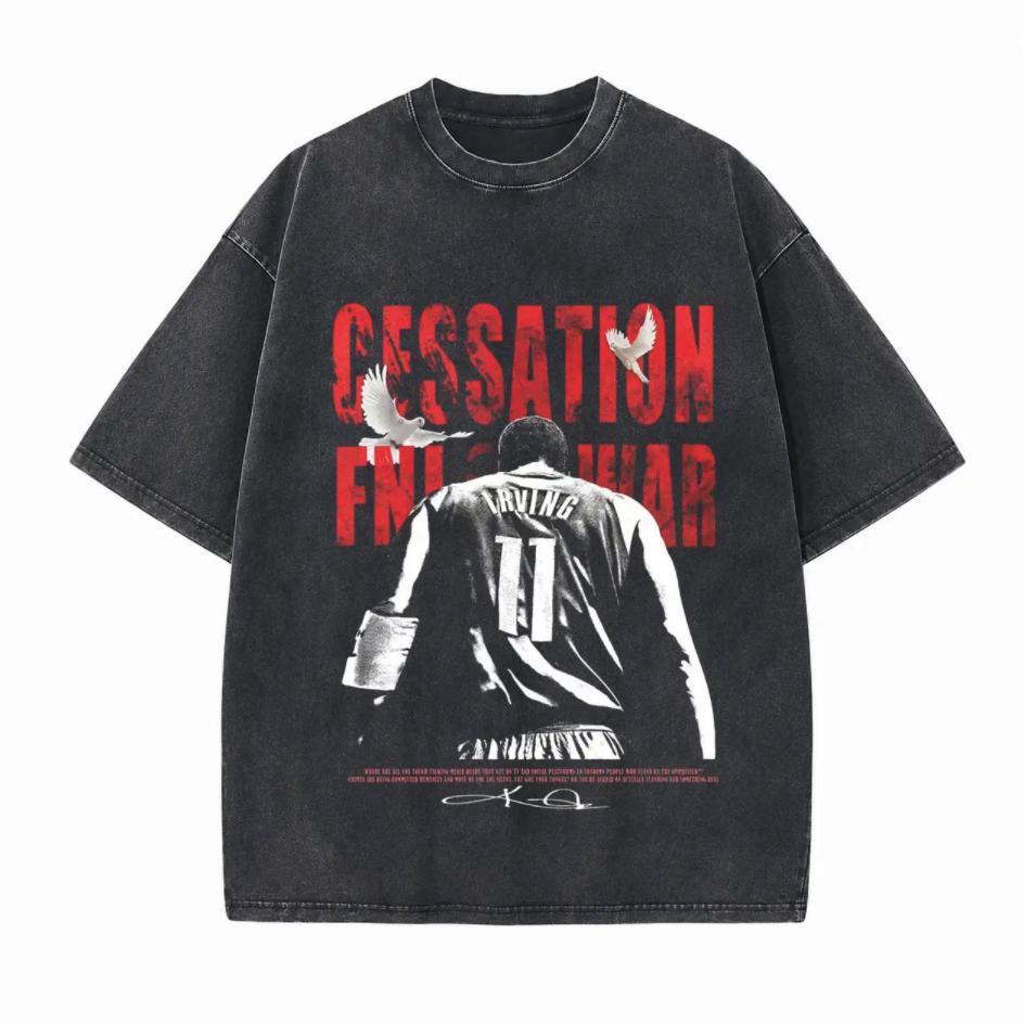 NBA Star Peace & Anti-War Printed Unisex Washed T-Shirt