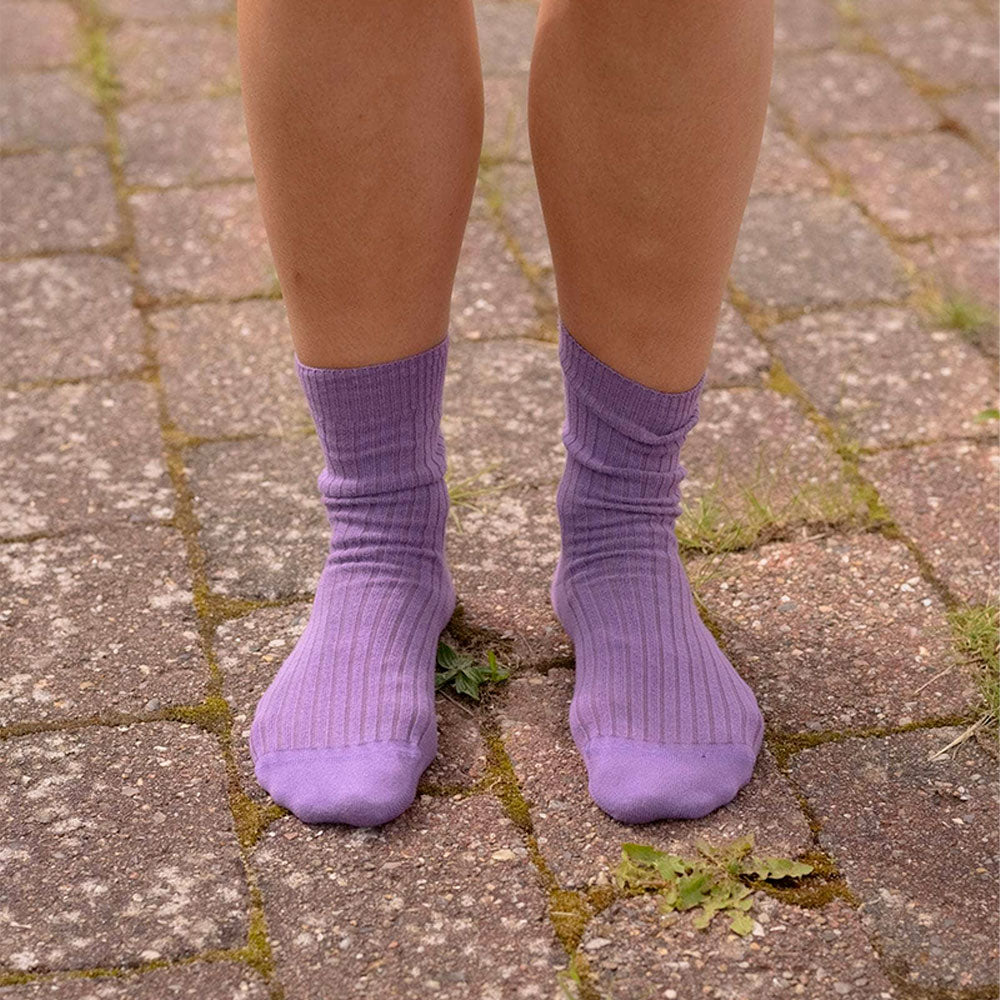 Baserange - Chaussettes Mi-Hautes Côtelées - Poa Purple