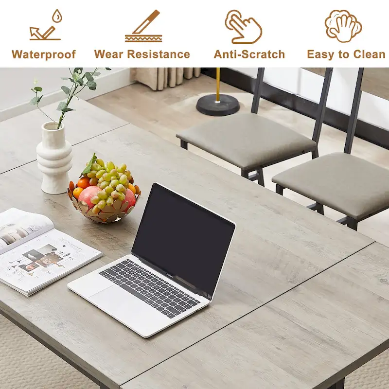 Contemporary Industrial 63.2" Extendable Dining Table with Drop Leaf, Accommodates 6