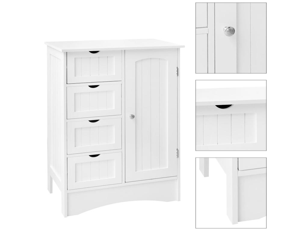 Mueble de baño cómoda con 4 cajones y puerta blanco robusto Mubdelu