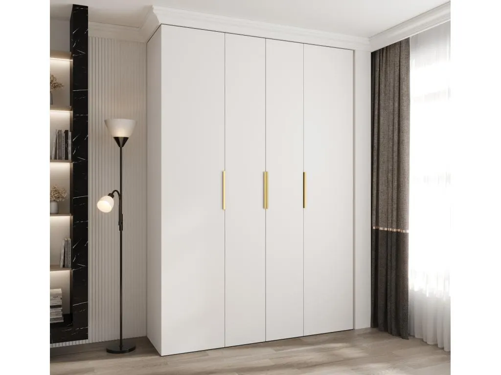 Armario Como 4 puertas batientes 245,5x170x50 cm blanco/oro ctn3430757