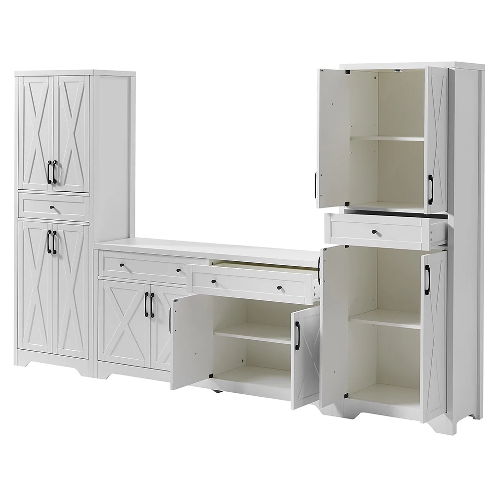TrumanPick 61"H Large Buffet Sideboard Cabinet, TV Cabinet, Kitchen Pantry for Dining Room, Living Room, 61.3''L x 15''W x 29.8''H, White/Walnut - Image 31