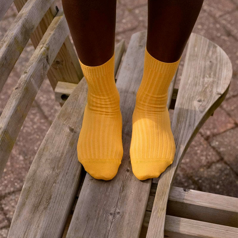 Baserange - Chaussettes Mi-Hautes Côtelées - Dacty Yellow