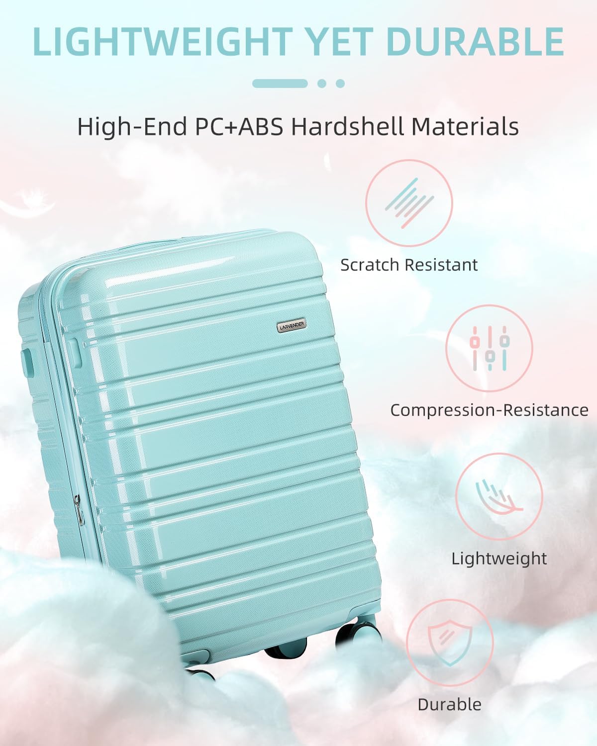 6-piece luggage set, expandable hardshell suitcase set with spinner wheels, lightweight rolling luggage set