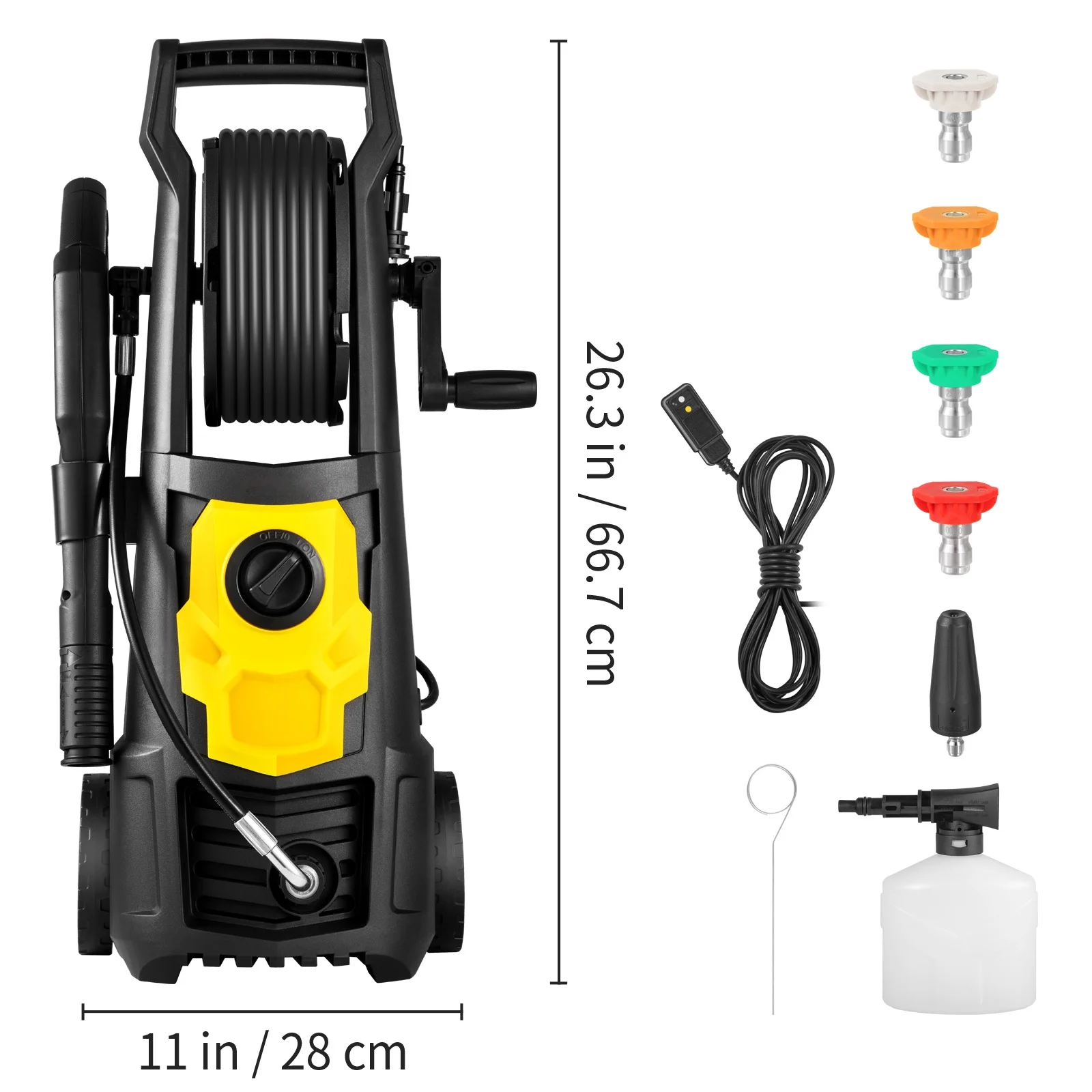 BENTISM Electric Pressure Washer, 2000 PSI 1.76 GPM 30 ft Hose & Reel, 5 Quick Connect Nozzles, Foam Cannon, Portable to Clean Patios, Cars, Fences, Driveways, ETL Listed - Image 2