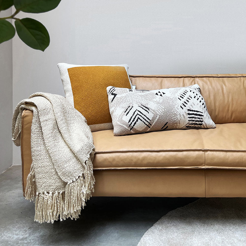 Malagoon Solid Gebreide Poster Sierkussen 50 x 50 cm - Sunset Yellow