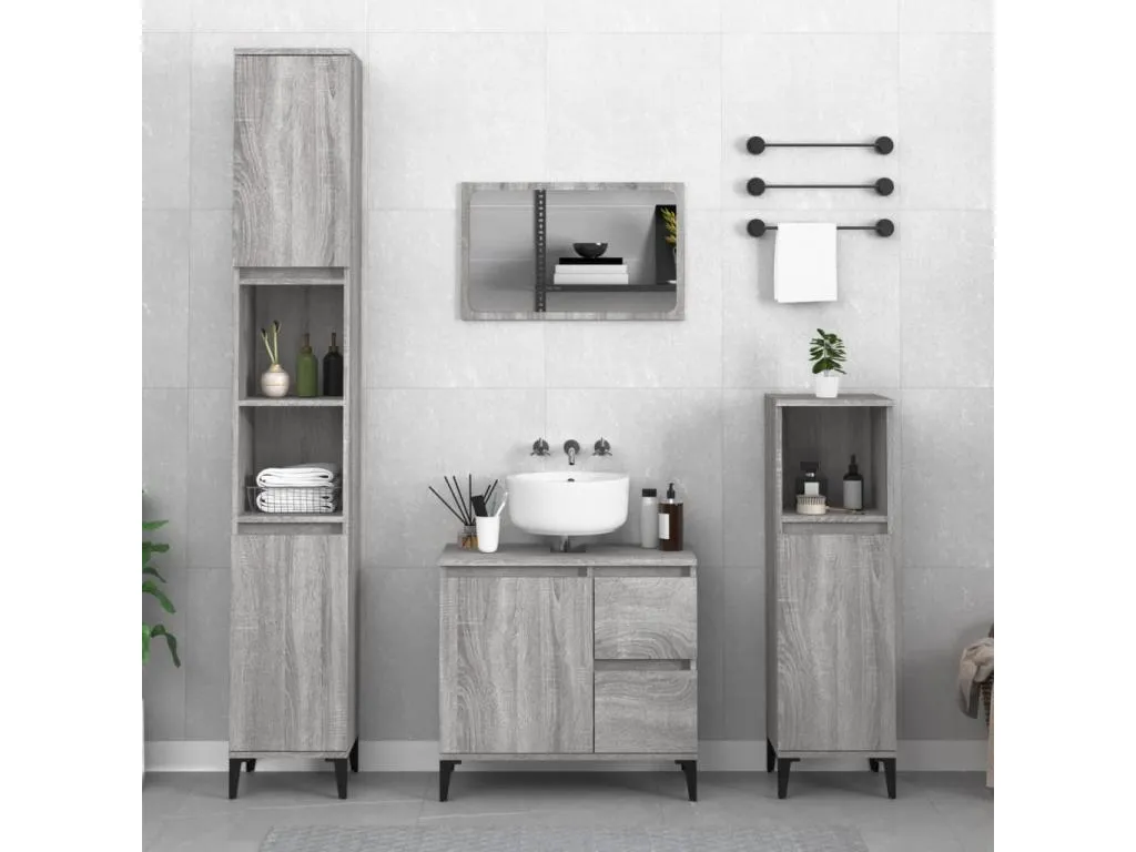 Habitarluz Armario de baño Habitarluz contrachapada gris Habitarluz 65x33x60 cm YOAI34298