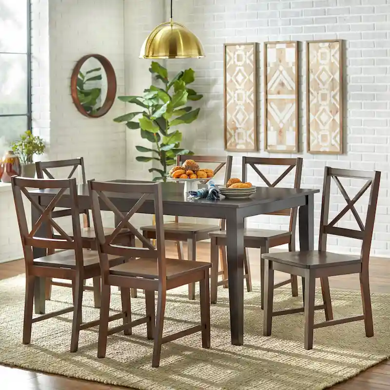 Set of 2 Solid Wood Crossback Dining Chairs by Simple Living