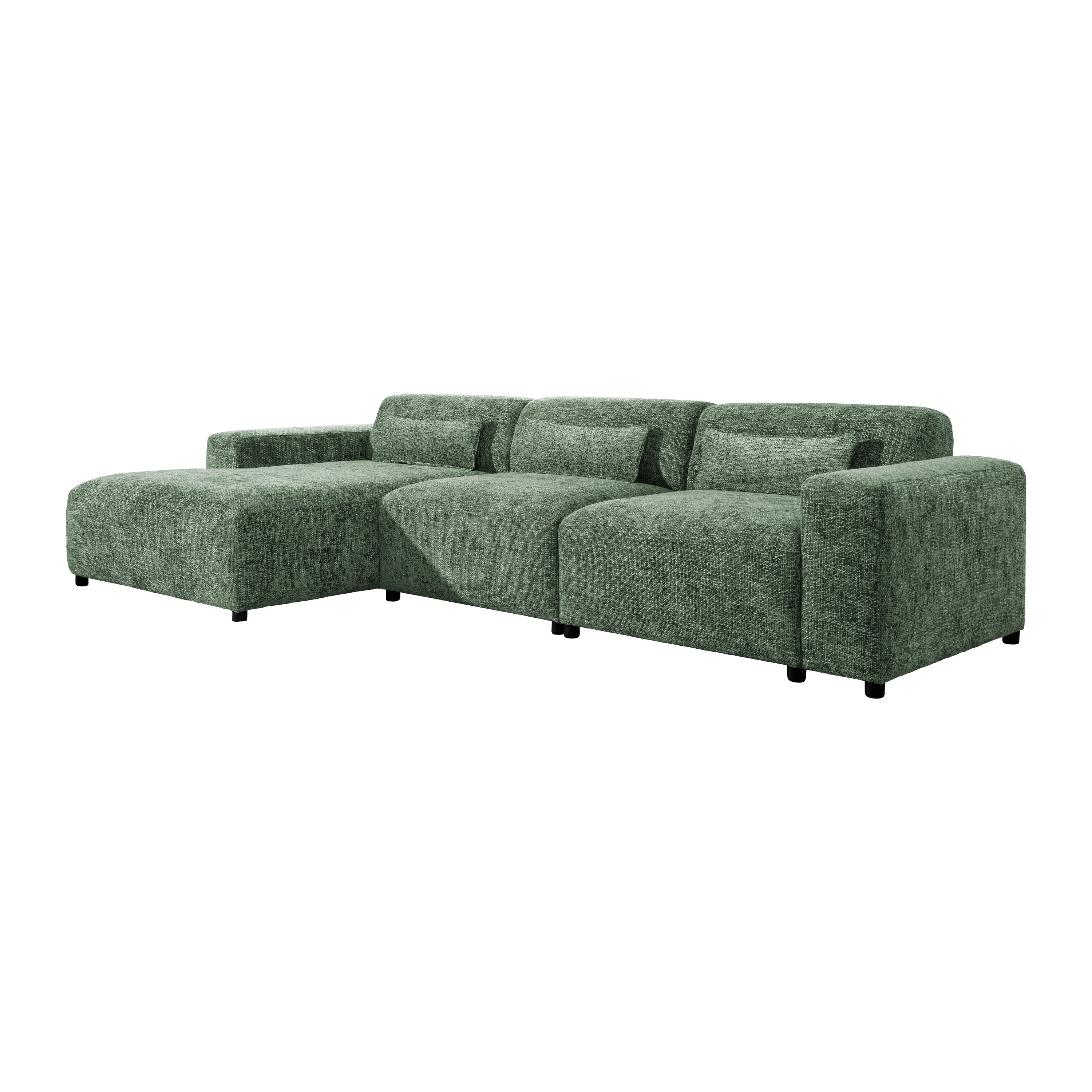 Blokker Velura Hoekbank Links Big - Chenille - Groen