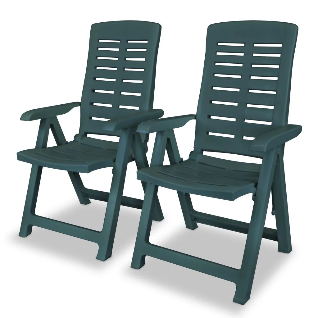 vidaXL Reclining Patio Chairs Outdoor Stack Dining Chair with Armrest Plastic - Image 31