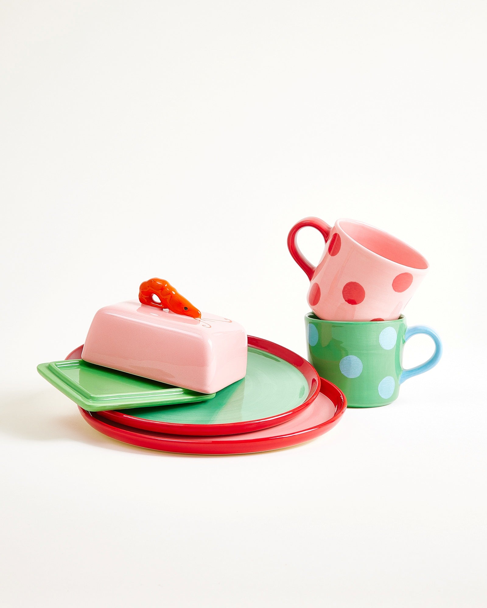 MaM x Isis Maria Geschirr-Set Shrimp Dot mix 5-teilig