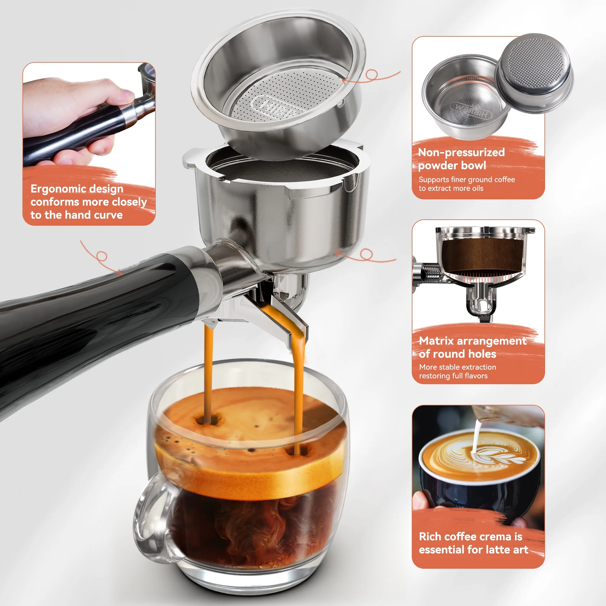 HiBREW 20 Bar Semi Automatic Espresso Machine for Home, Stainless Steel Coffee Maker with Steam Wand H10B - Image 7
