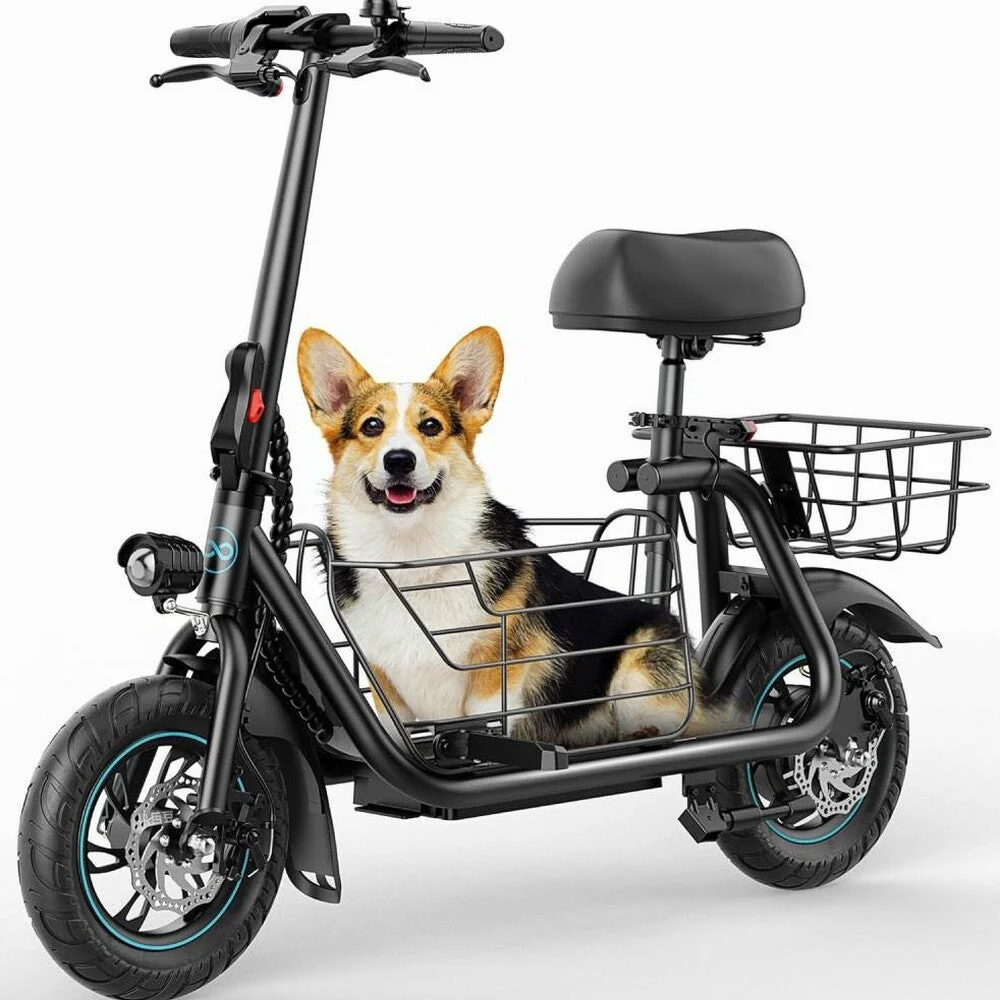 Gyroor Electric Scooter With Basket And Seat, 550W, 20 Mile Range, Black-FP9 - C1S Gyroor Electric Scooter With Basket And Seat, 550W, 20 Mile Range, Black-FP9 - C1S