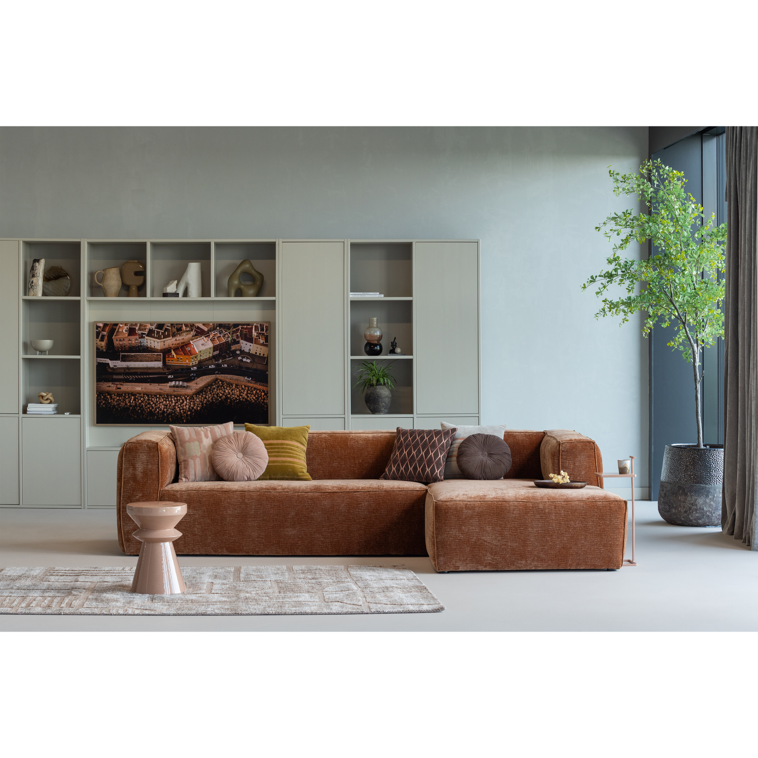 WOOOD Meggy Smalle Opbergkast - Grenen hout - Dust  Grijs - 215x55x40