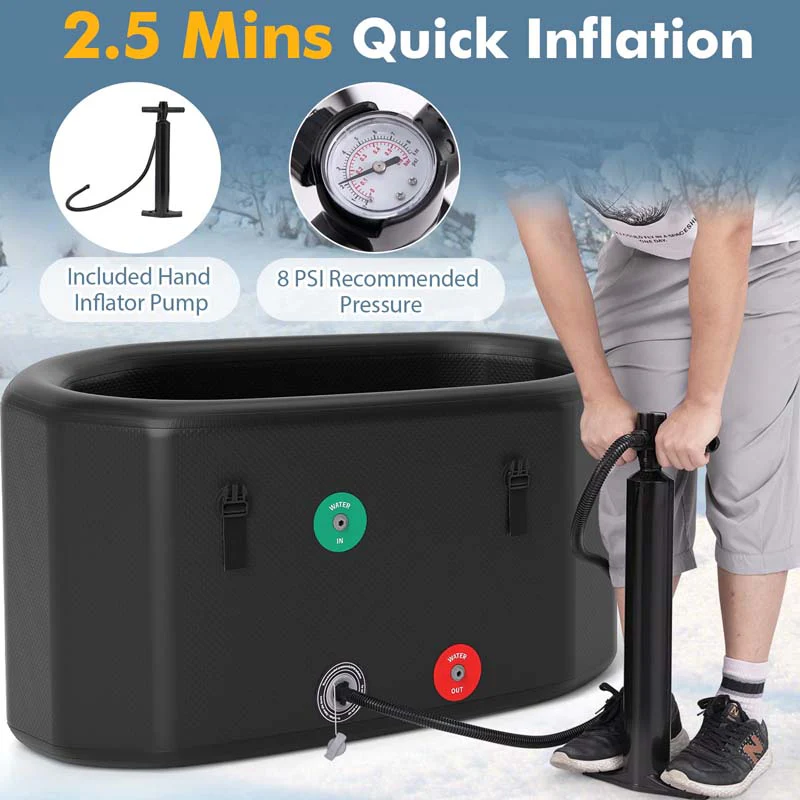 Eletriclife XL 129 Gal Oval Ice Bath Tub Portable Inflatable Cold Plunge Tub, Water Chiller Compatible for Cold Therapy