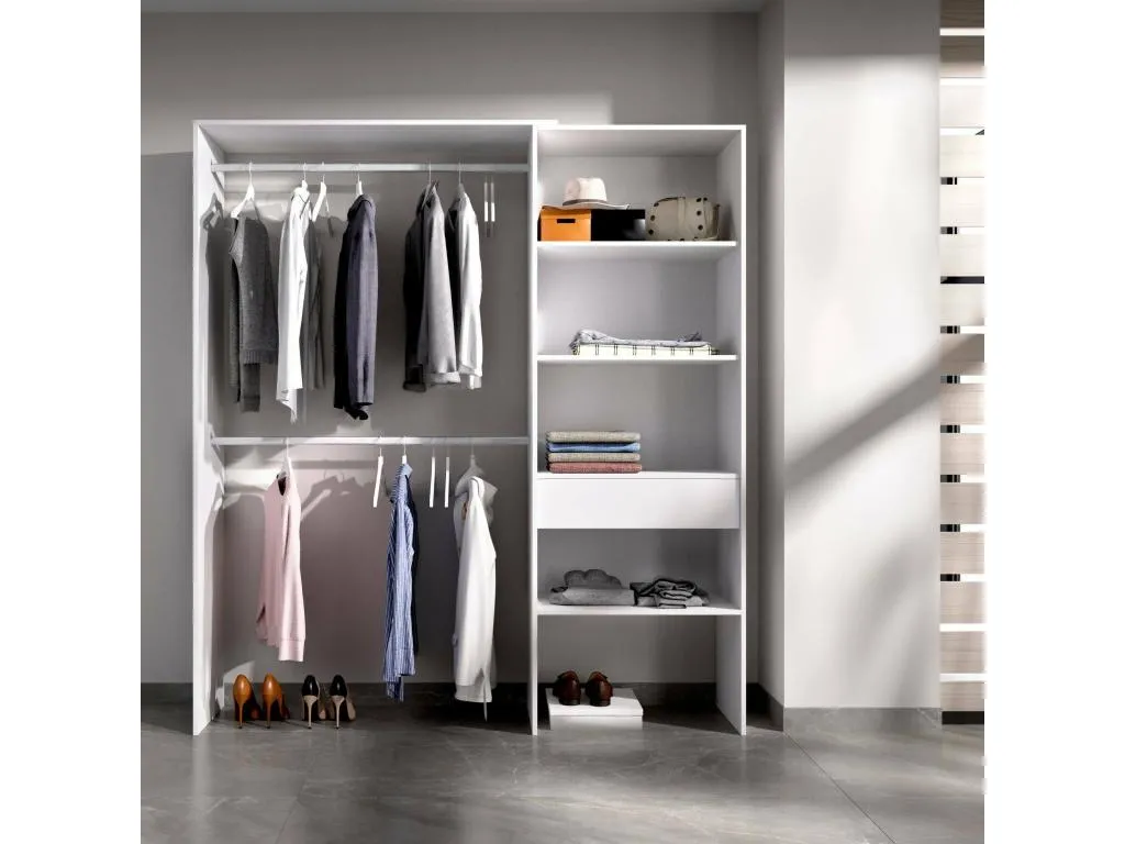 Armario Decoencanto Estructura para vestidor Perchero abierto 160x40h187 cm Blanco