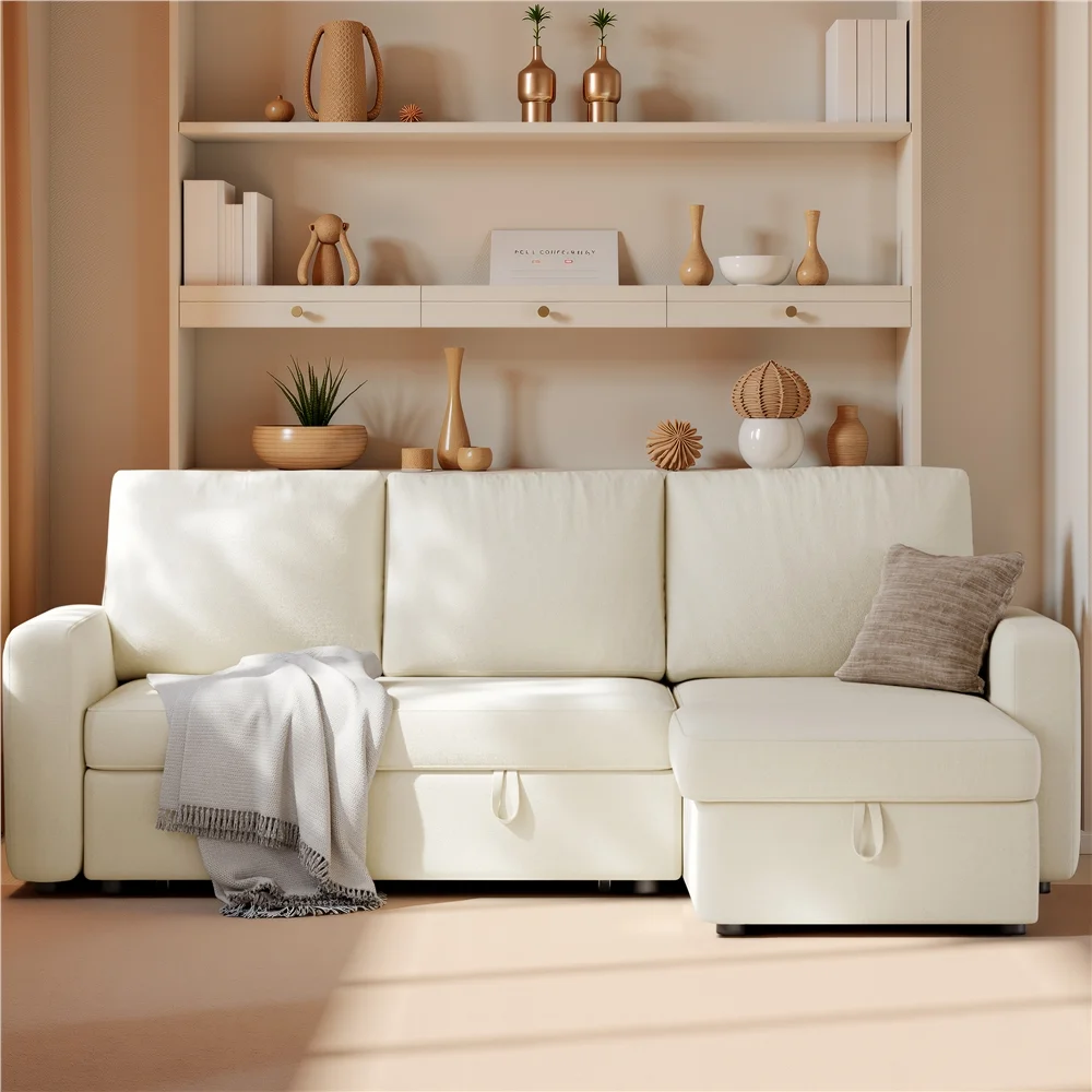 Alden Design Reversible Sectional Sofa with USB & Type-C Ports for Livingroom, Light Gray - Image 31