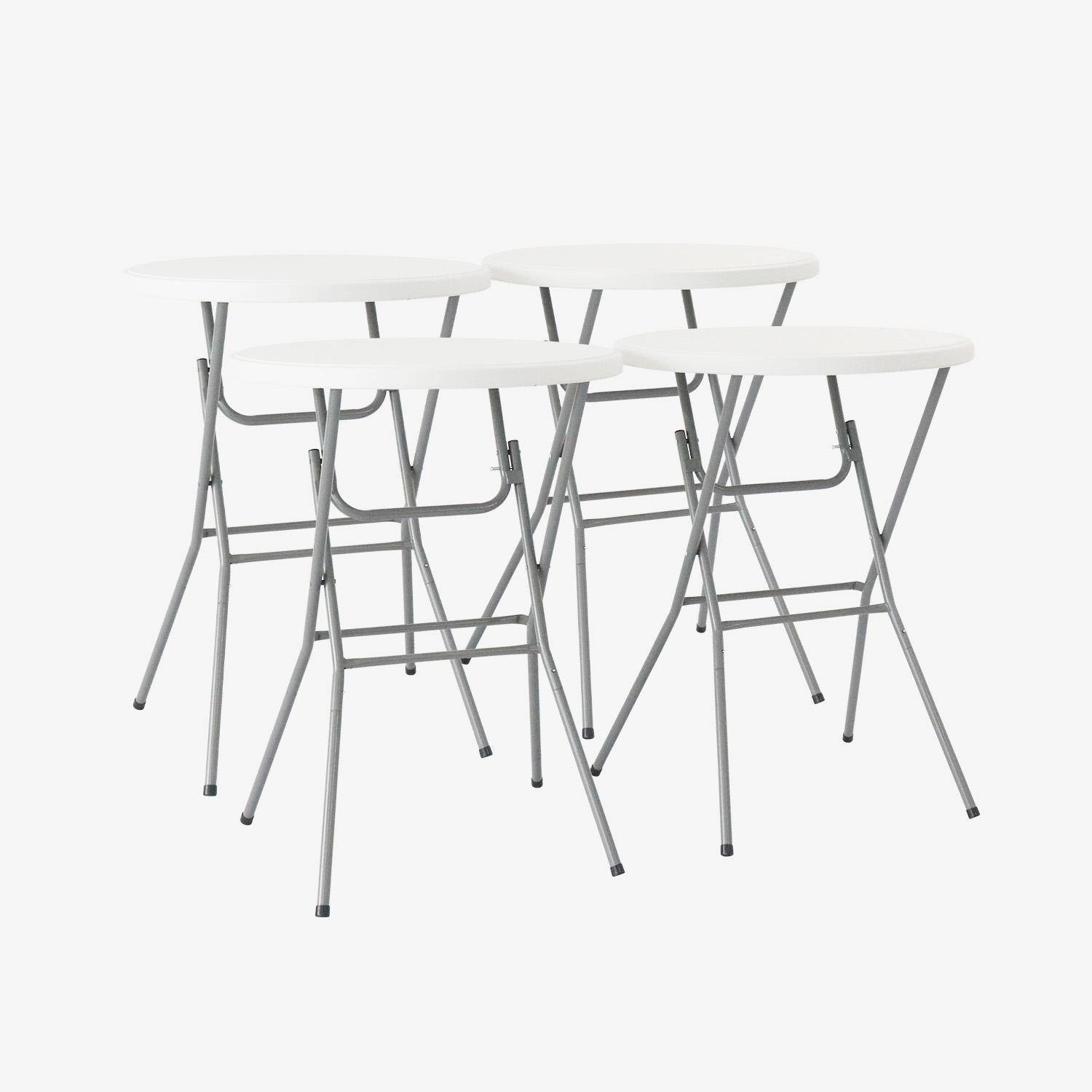 Gala x4 - Mesa alta plegable de acero para eventos, set de 4
