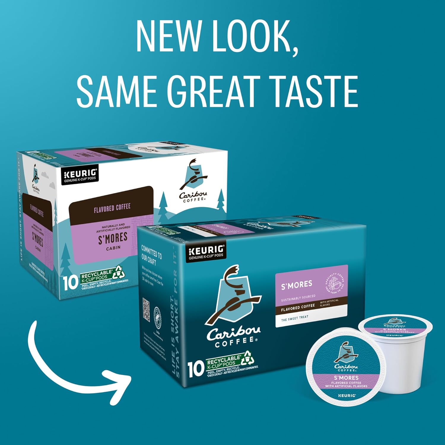 Caribou S'mores Cabin Coffee. Single Serve Keurig K-Cup Pods. Medium Roast Coffee. 60 Count (6 Packs of 10)