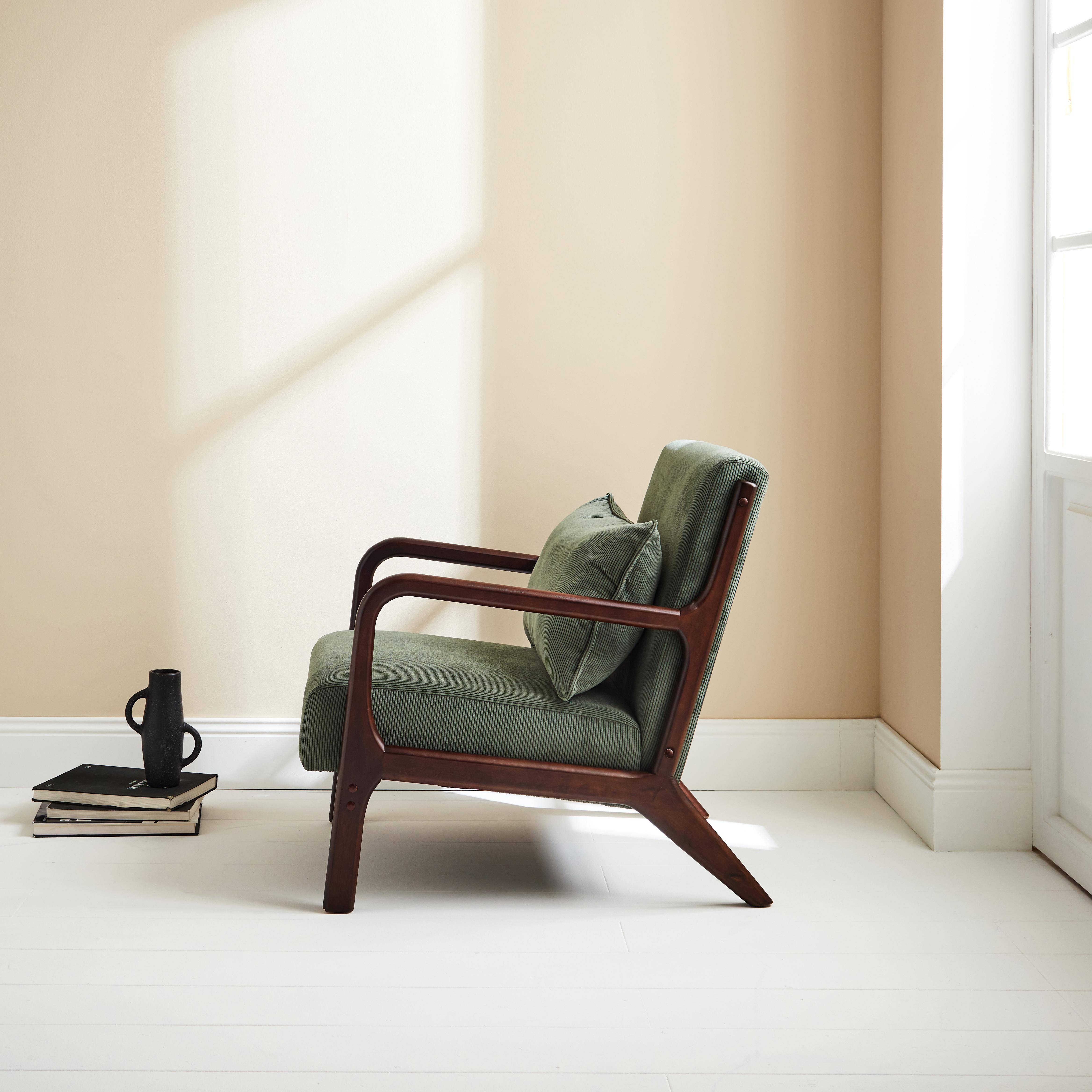 Lorens pana - Sillón escandinavo de pana y madera de hevea