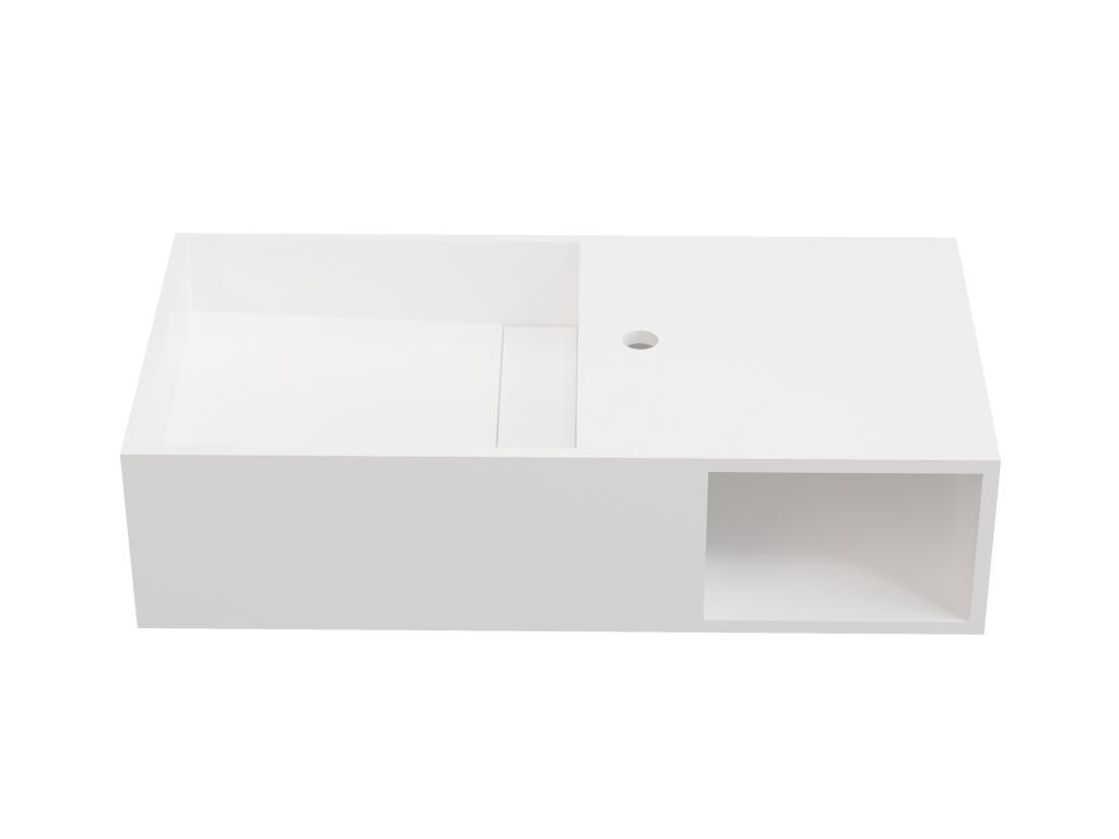 Lavabo suspendido con encimera de solid surface con estante - Lujodec - Ancho 80 x Prof. 40 x Alt. 20 cm - GOYOKO