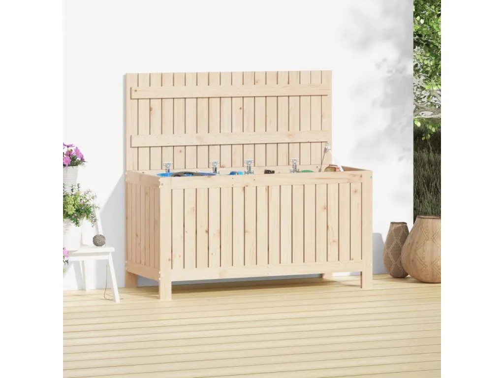 Caja de almacenaje jardín madera maciza de pino 115x49x60 cm qta1593497