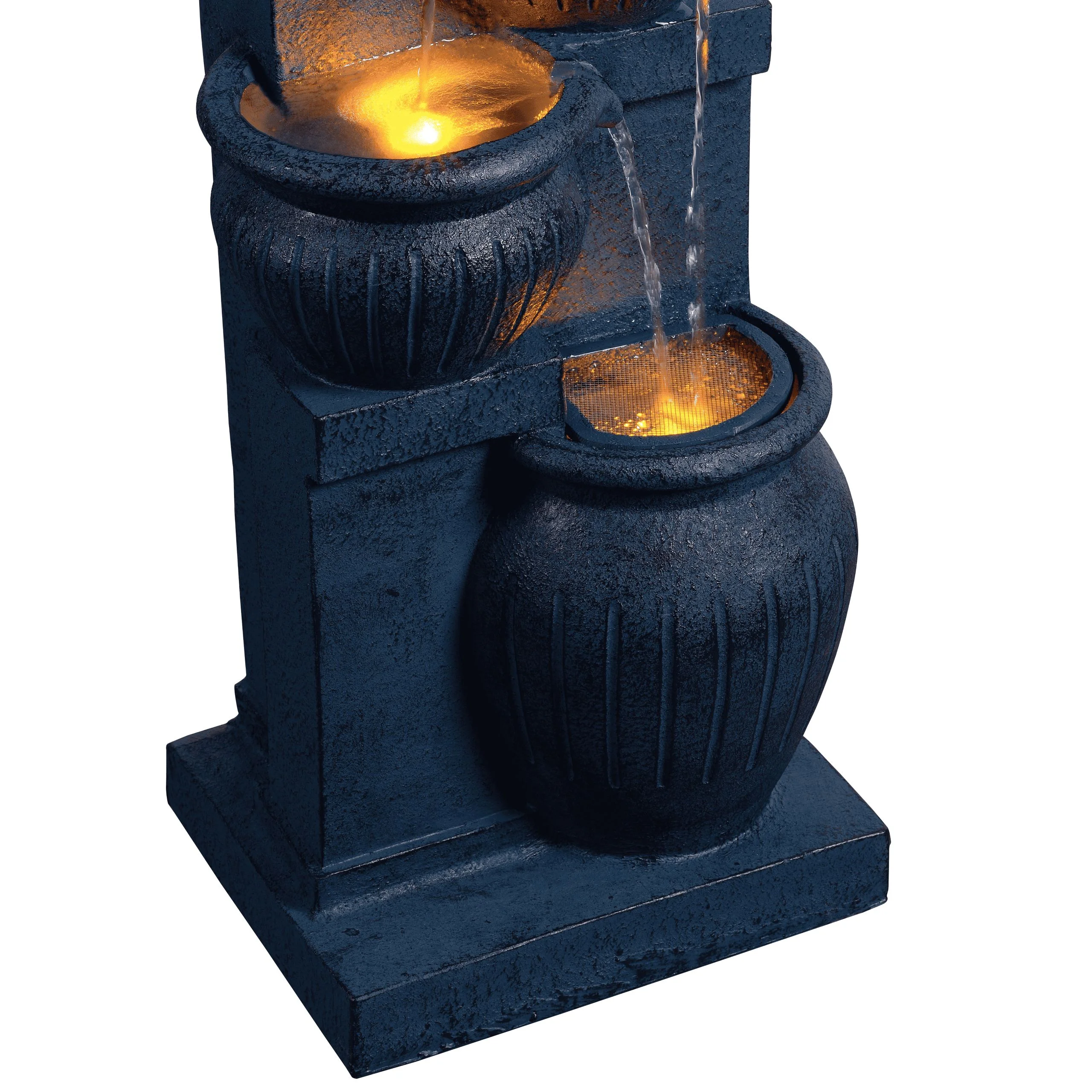 Teamson Home Outdoor Water Fountain with Lights-C 4-Tier Cascading Bowl Design with LED Light & Solar Pump, Solar-Powered Water Fountain Outdoor Garden, Yard, or Patio D-cor, Navy Blue - Image 16