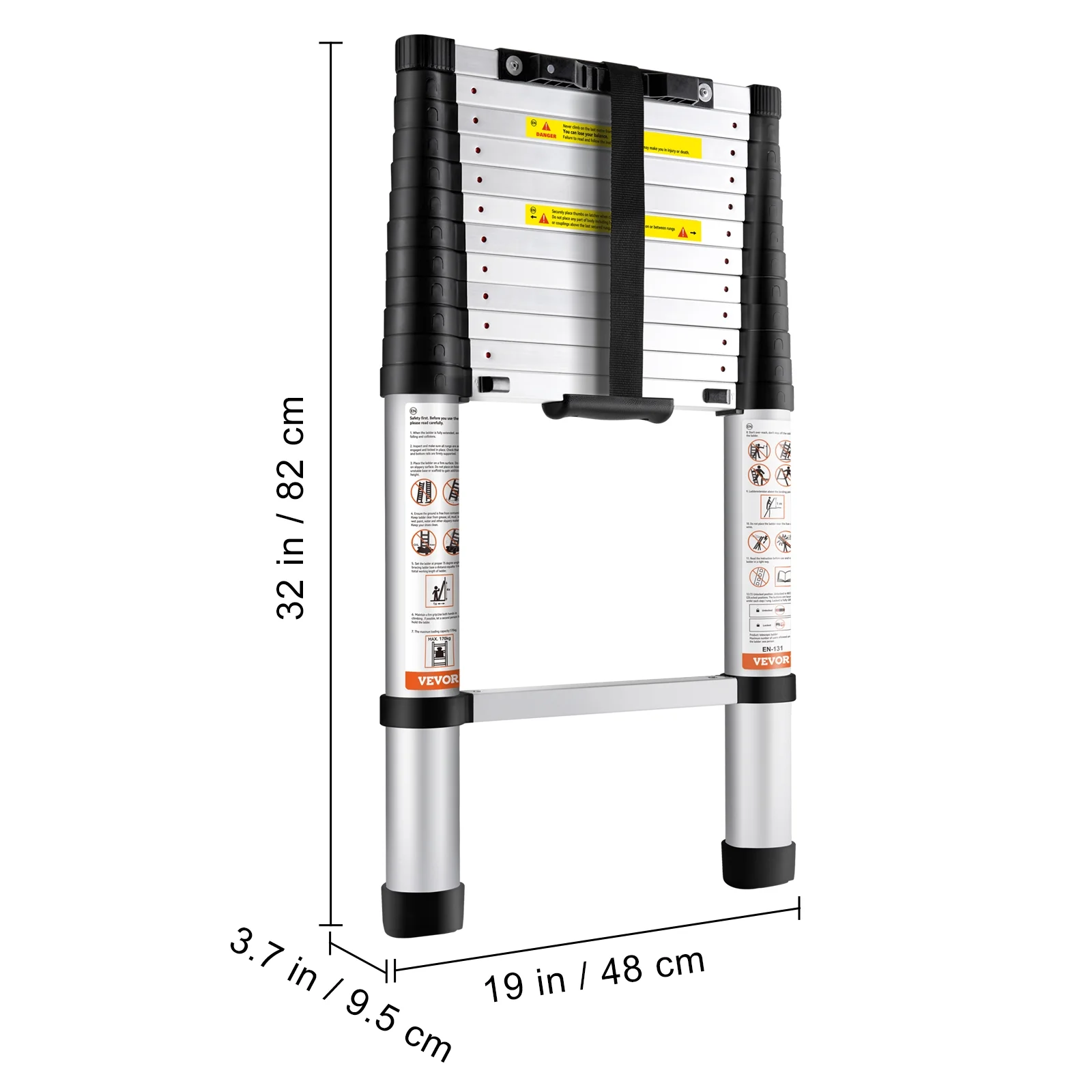 BENTISM 12.5 FT Telescoping Ladder, Aluminum Collapsible Ladder with One-Button Retraction,375 LB Capacity,ANSI Certified | Portable for Home, RV, Loft Use - Image 9