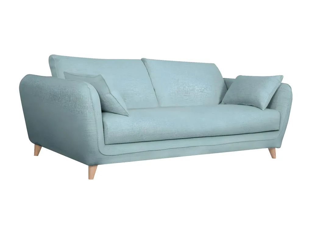 Sofá cama nórdico 3 plazas de tela azul hielo con colchón de 10 cm Vivircalido 22665begz
