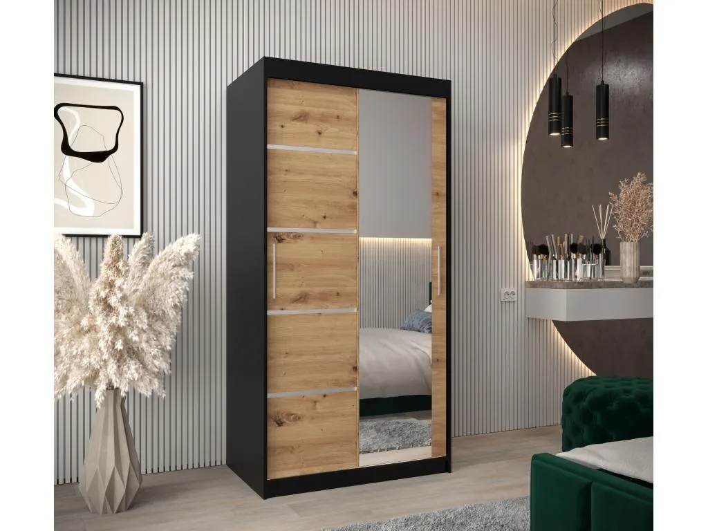ARMARIO Mueblestop 2 DE PUERTAS CORREDERAS 200/100/62 2 puertas (negro/artisan) QRJM72314