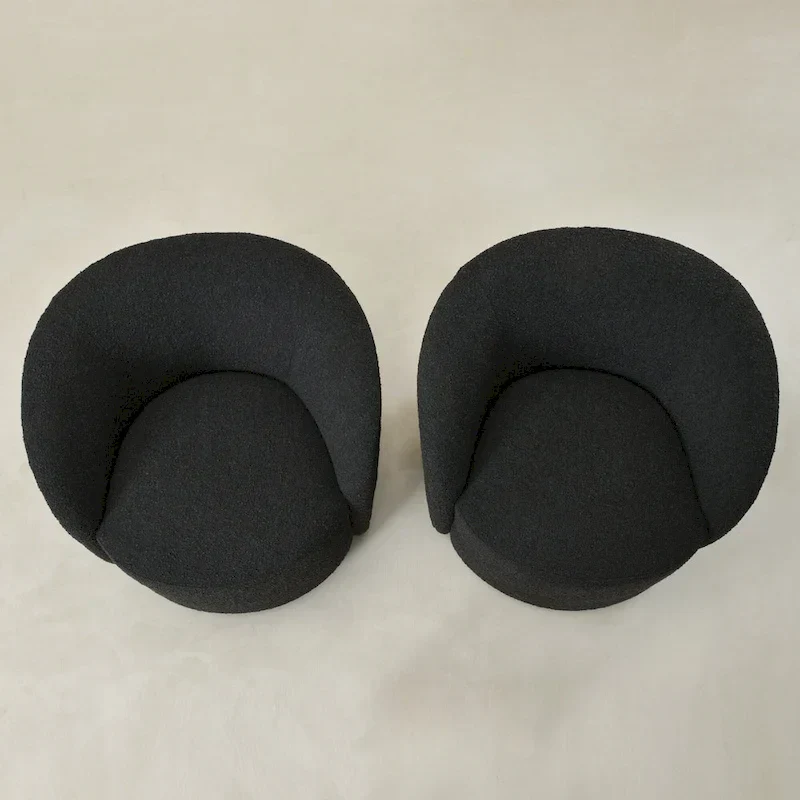Set of 2 KINWELL 34-Inch Wide Upholstered Swivel Barrel Chairs