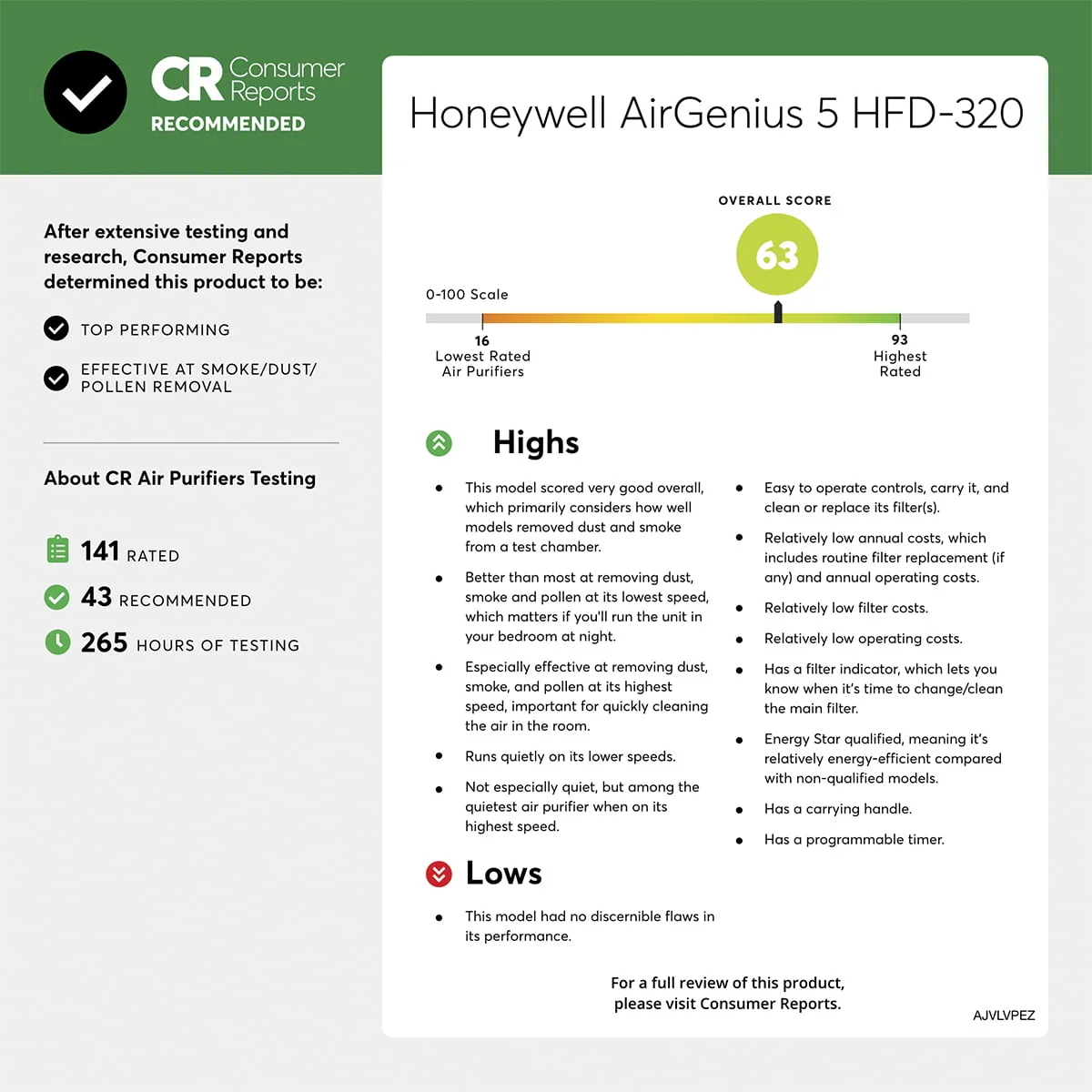 Honeywell Air Genius 5 Air Purifier with Washable Filter, Large Rooms, 250 sq ft, Black, HFD320 - Image 3