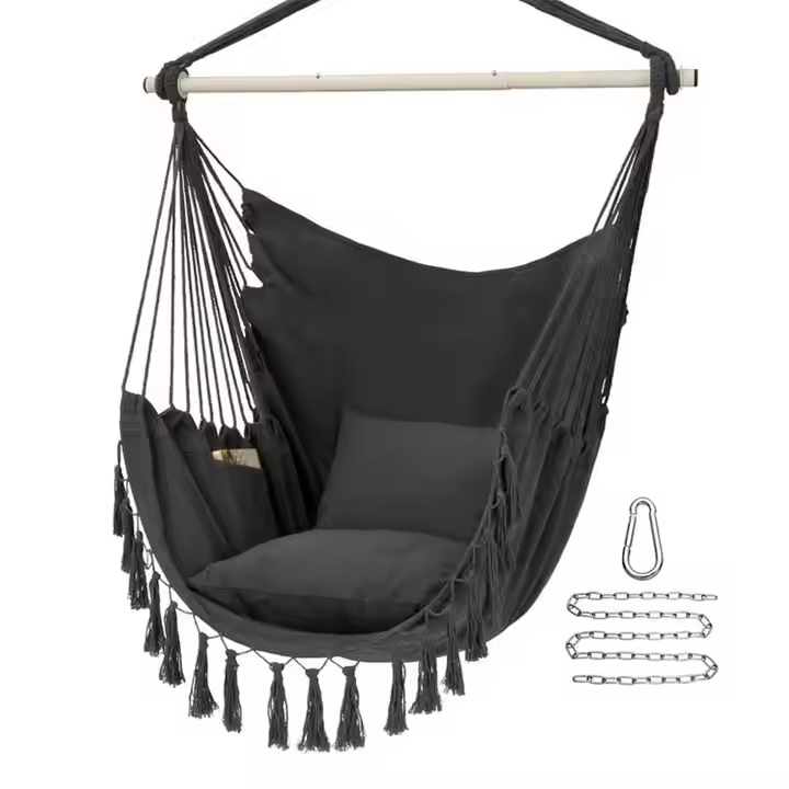 Hammock Swing Tassel Chairs Hanging Rope Swing Outdoor Indoor Hanging Chair  for Garden