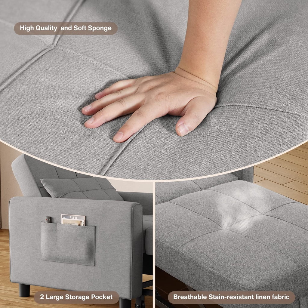 Convertible Sleeper Chair, Aiho 3-in-1 Convertible Sofa Bed Recliner Chair with Pull Out Couch - Dark Gray - Image 45