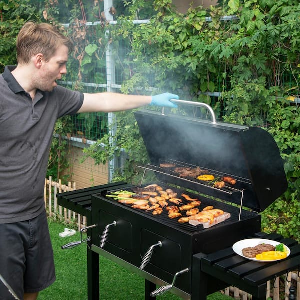 Heavy-duty Outdoor Barrel Charcoal Grill in Black - Image 2