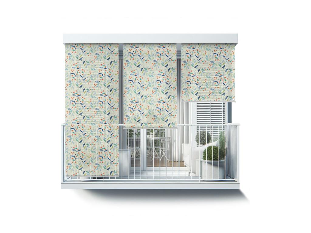 Hermosa persiana enrollable para exteriores - 100x290 cm - Hojas y bayas rojas Cortinas para balcones, Persianas para balcones y Cortinas para protección solar
