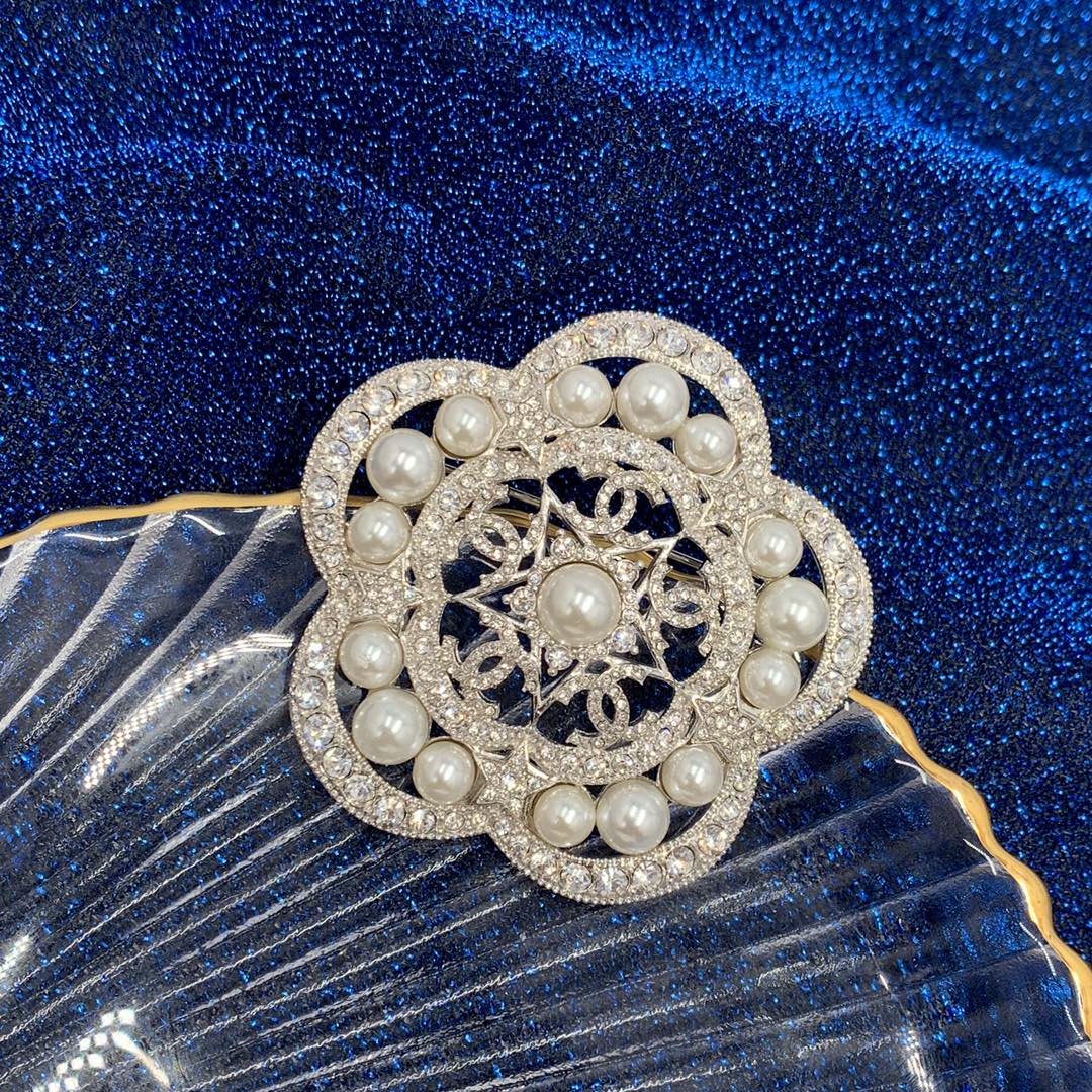 Chanel Swarovski Diamond Paved Pearl Camellia Brooch - Original Replica Club