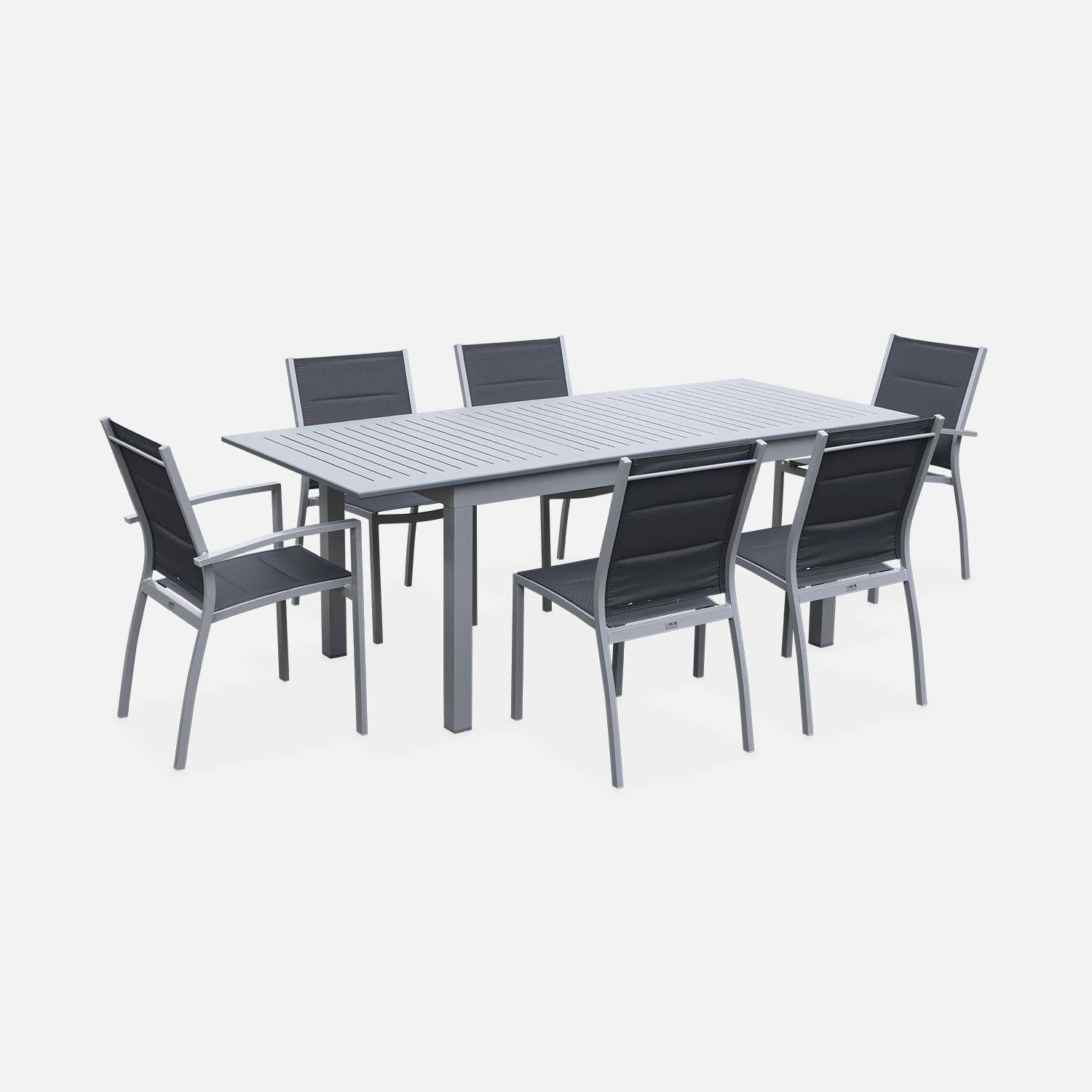 Chicago 6 - Mesa de jardín extensible de aluminio con 6 sillas