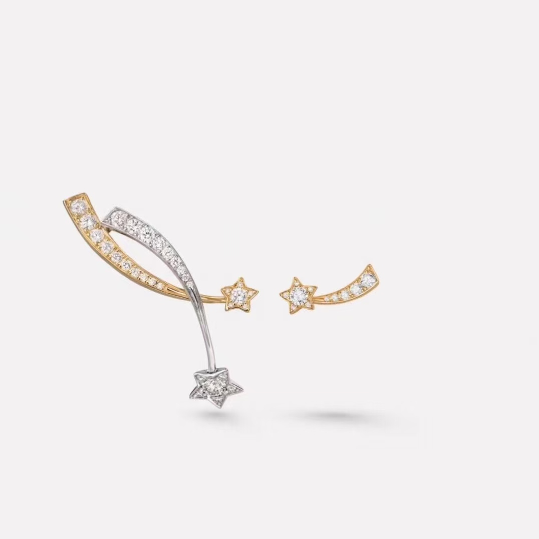 Chanel AB Asymmetric Mixed Metal Color Comete Earrings - Original Replica Club