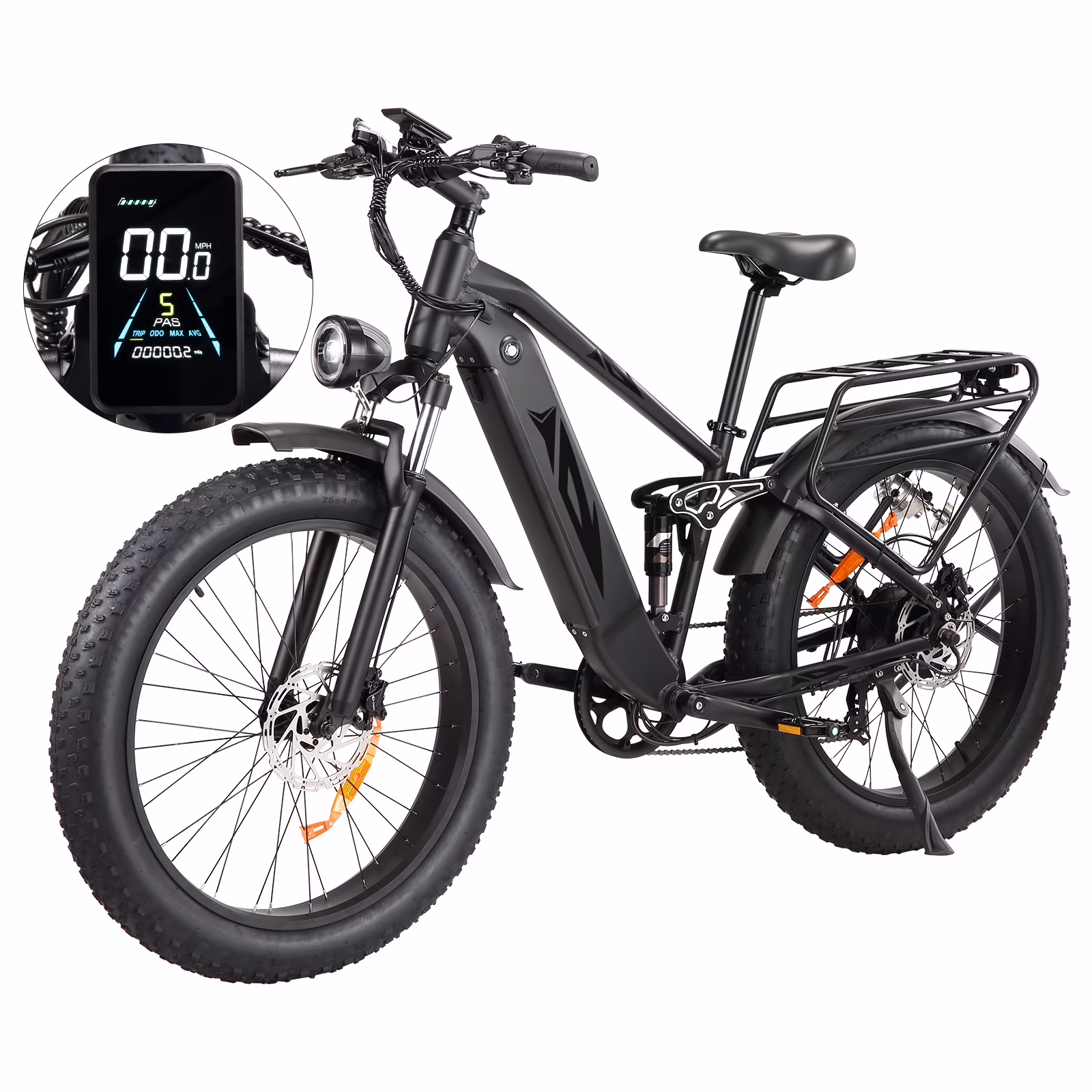 Electric Bike for Adults, 1000W E Bikes for Men, 26" Fat Tire Electric Bikes, 48V 17.5AH Battery, 28MPH, 7 SpeedDual Hydraulic Disc Brakes, LCD Screen, 60miles Range, Electric Mountain Bicycle(Black with pattern)