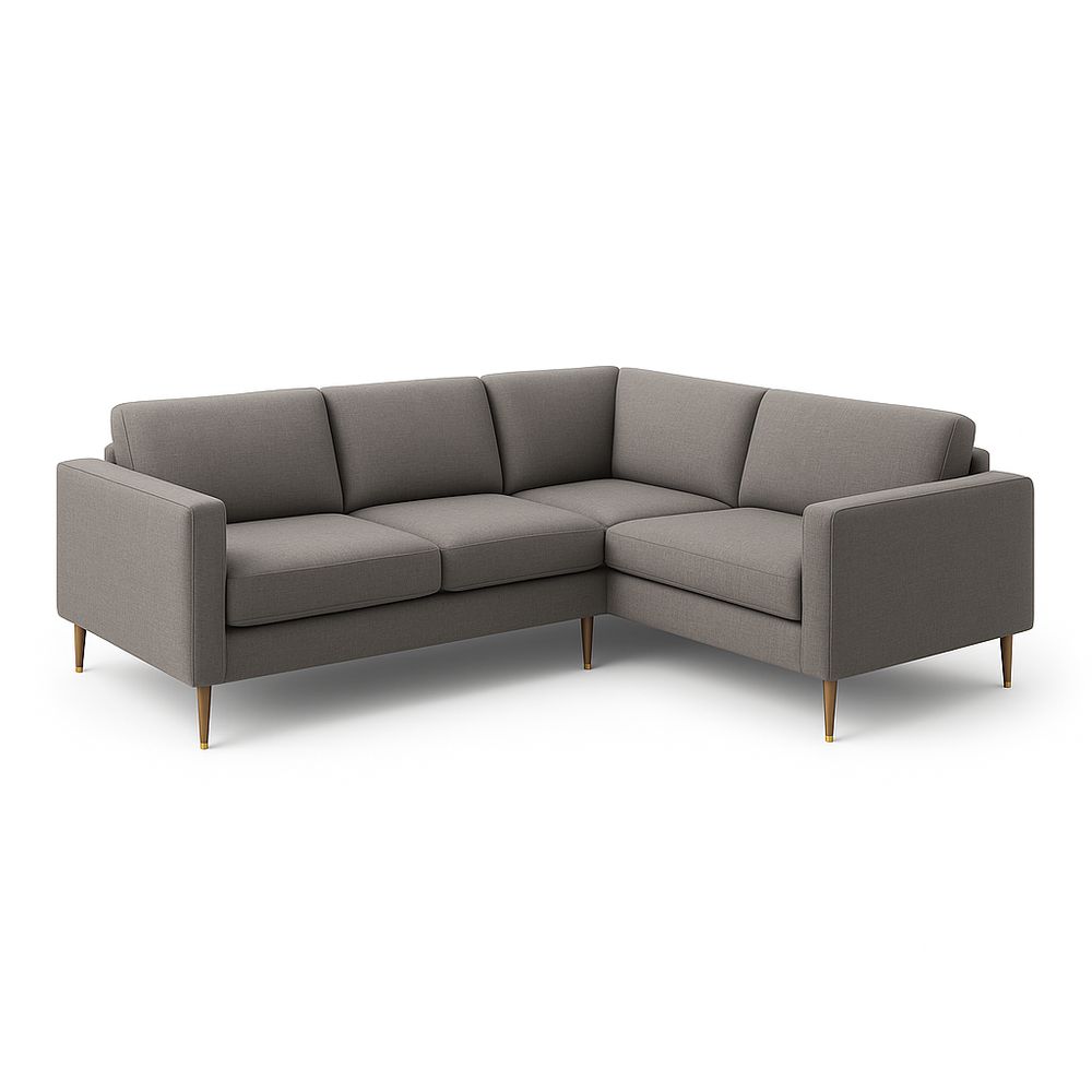 Sofá Esquinero Moderno de Tela Gris,Estilo Minimalista,Estructura de Madera,Ampliación para Salones y Áreas de Descanso