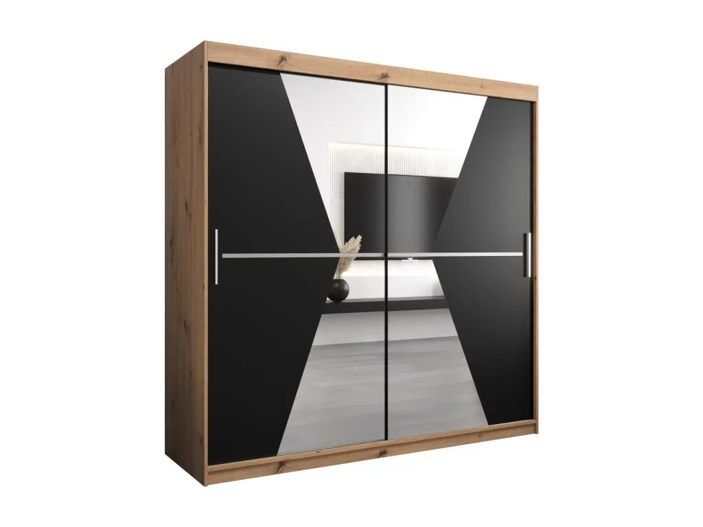 Armario Mobtrendy de puertas correderas 200/200/62 2 puertas (artisan/negro) gcnn42311