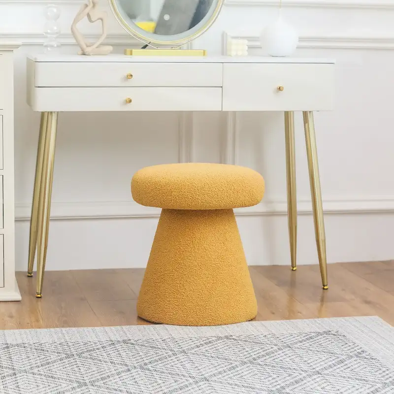 Adeco Large Soft Mushroom Ottoman - Versatile Foot Stool for Living Room and Bedroom