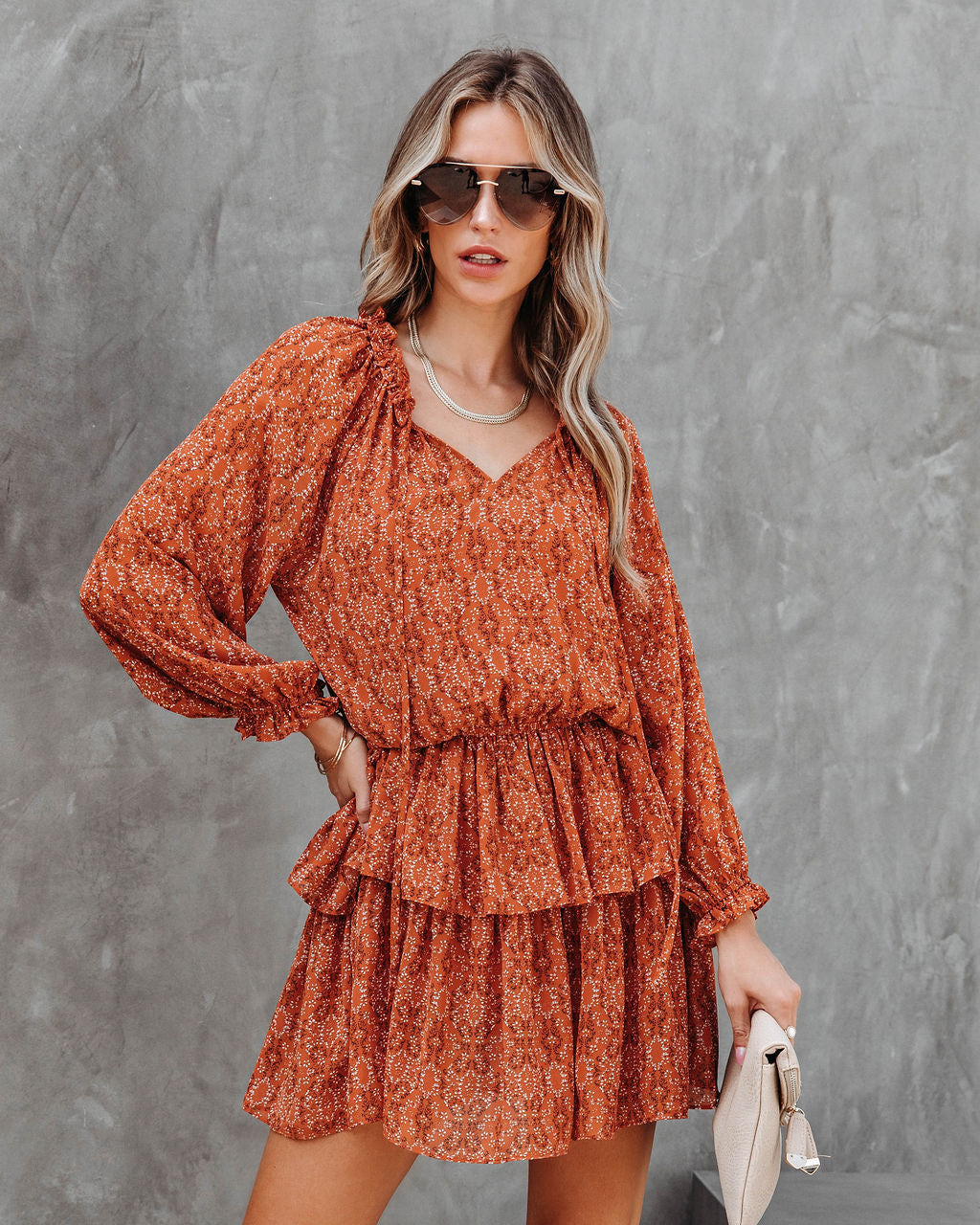 Mason Printed Tiered Mini Dress - Se7enfashion