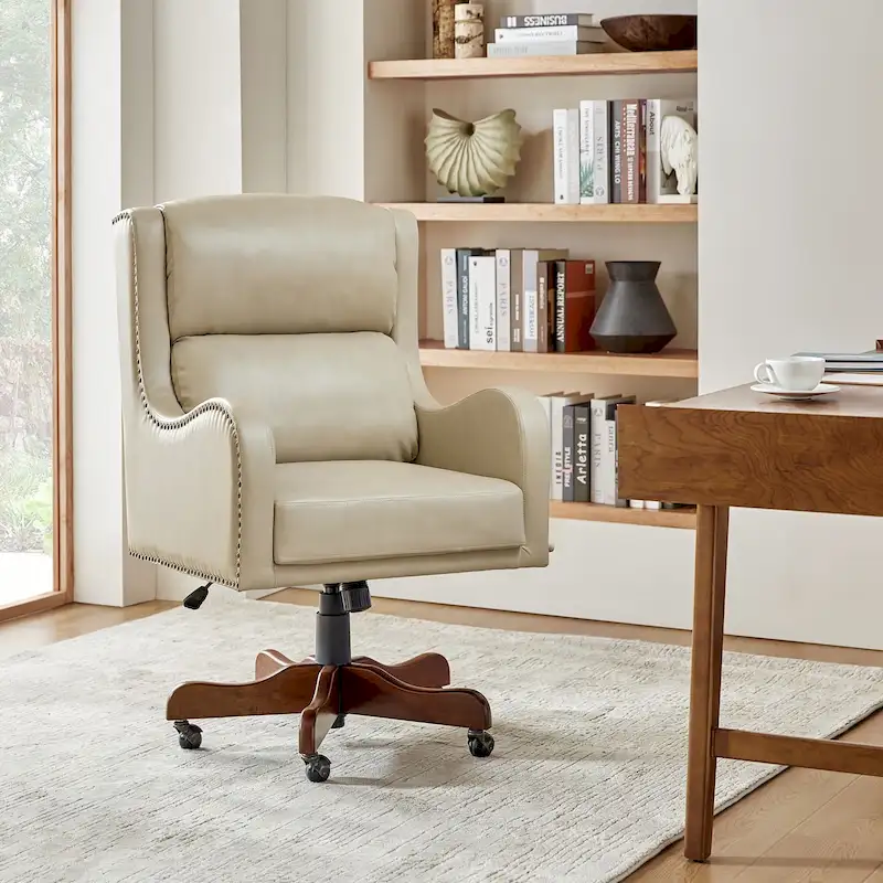 HULALA HOME Pete Adjustable Height Faux Leather Swivel Executive Chair with Tilt Mechanism